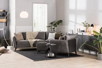 Trend 3-sits Sammetssoffa - Mörkgrå - Products - Möbler - Soffa - 3 sits soffa
