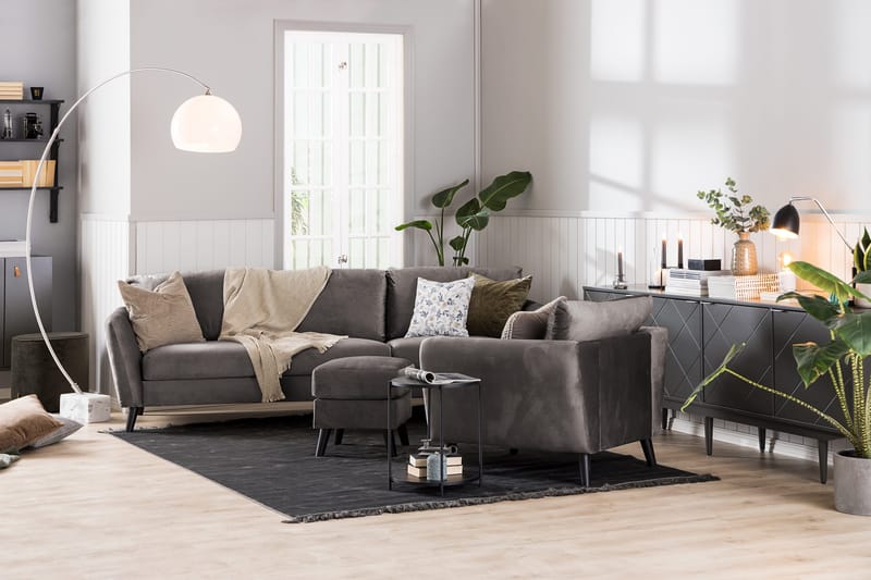 Trend 3-sits Sammetssoffa - Mörkgrå - Products - Möbler - Soffa - 3 sits soffa