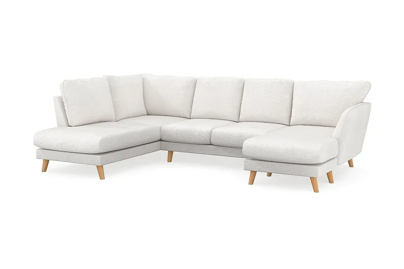 Trend Lyx 4-sits Högervänd U-formad Soffa med Divan och Schäslong i Bouclé - Vit - Products - Möbler - Soffa - U-soffa