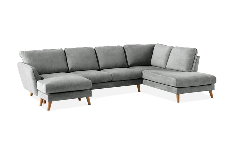 Trend Lyx 4-sits Högervänd U-formad Soffa med Divan och Schäslong i Tyg - Grå - Products - Möbler - Soffa - U-soffa