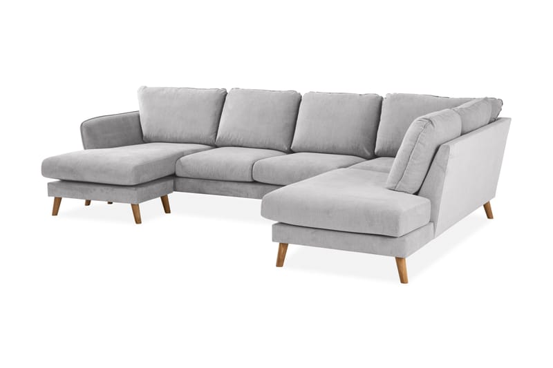 Trend Lyx 4-sits Högervänd U-formad Soffa med Divan och Schäslong i Tyg - Ljusgrå - Products - Möbler - Soffa - U-soffa