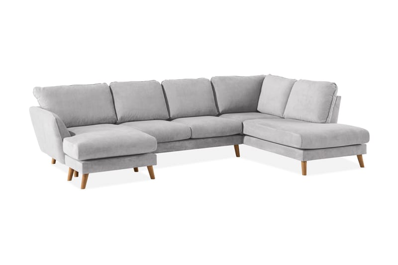 Trend Lyx 4-sits Högervänd U-formad Soffa med Divan och Schäslong i Tyg - Ljusgrå - Products - Möbler - Soffa - U-soffa