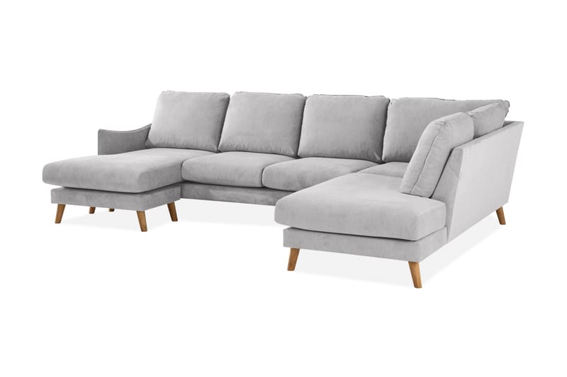 Trend Lyx 4-sits Högervänd U-formad Soffa med Divan och Schäslong i Tyg - Ljusgrå - Products - Möbler - Soffa - U-soffa