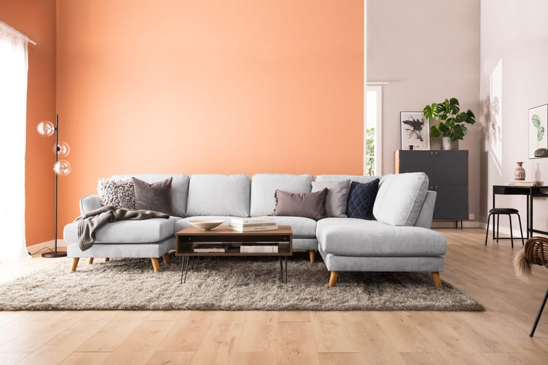 Trend Lyx 4-sits Högervänd U-formad Soffa med Divan och Schäslong i Tyg - Ljusgrå - Products - Möbler - Soffa - U-soffa