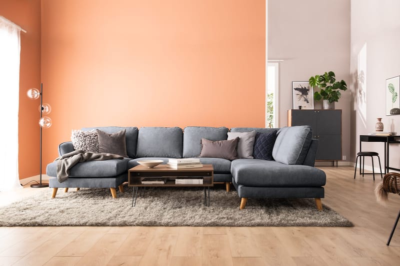 Trend Lyx 4-sits Högervänd U-formad Soffa med Divan och Schäslong i Tyg - Mörkgrå - Products - Möbler - Soffa - U-soffa
