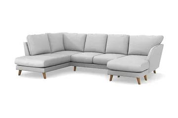 Trend Lyx 4-sits Vänstervänd U-formad Soffa med Divan och Schäslong i Tyg - Ljusgrå - Products - Möbler - Soffa - U-soffa