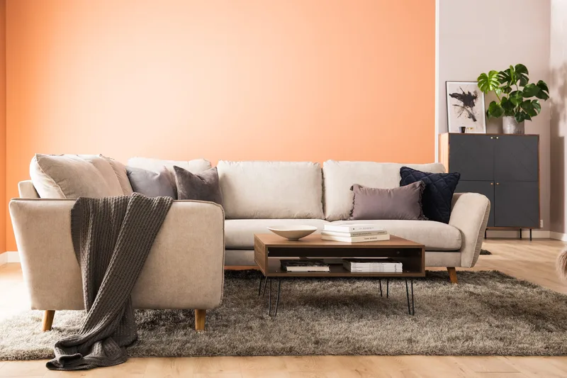 Trend Lyx 6-sits Vändbar L-formad Hörnsoffa i Tyg - Beige - Products - Möbler - Soffa - Hörnsoffa