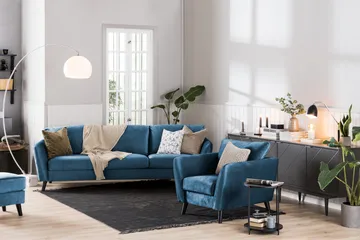 Trend Soffgrupp 3-sits + 2-sits Sammetssoffa - Blå - Products - Möbler - Soffa - Soffgrupp