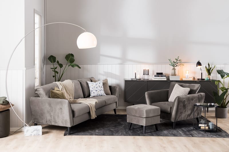 Trend Soffgrupp 3-sits + 2-sits Soffa + Fåtölj + Fotpall i Sammet - Brun - Products - Möbler - Soffa - Soffgrupp