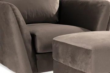 Trend Soffgrupp 3-sits + 2-sits Soffa + Fåtölj + Fotpall i Sammet - Brun - Products - Möbler - Soffa - Soffgrupp
