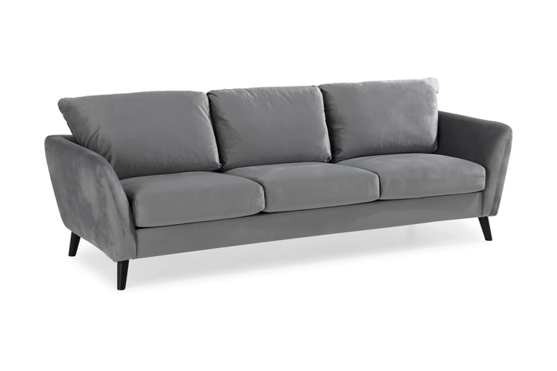 Trend Soffgrupp 3-sits + 2-sits Soffa + Fåtölj + Fotpall i Sammet - Ljusgrå - Products - Möbler - Soffa - Soffgrupp