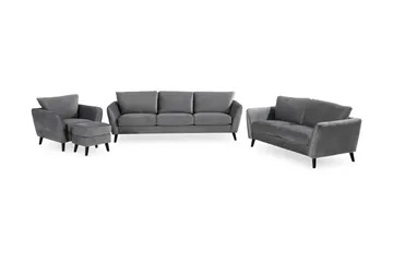 Trend Soffgrupp 3-sits + 2-sits Soffa + Fåtölj + Fotpall i Sammet