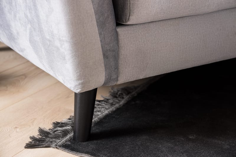 Trend Soffgrupp 3-sits + 2-sits Soffa + Fåtölj + Fotpall i Sammet - Ljusgrå - Products - Möbler - Soffa - Soffgrupp