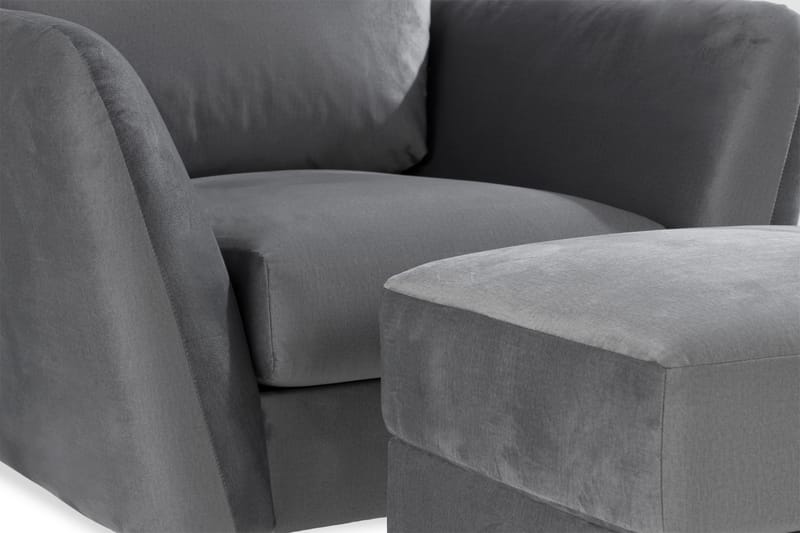 Trend Soffgrupp 3-sits + 2-sits Soffa + Fåtölj + Fotpall i Sammet - Ljusgrå - Products - Möbler - Soffa - Soffgrupp