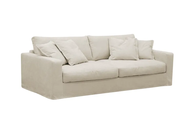 Valencia Extra Djup 3-sits soffa + fåtölj med avtagbar och tvättbar klädsel - Beige - Products - Möbler - Soffa - Soffgrupp