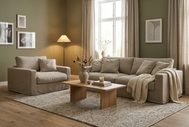 Valencia Extra Djup 3-sits soffa + fåtölj med avtagbar och tvättbar klädsel - Brun - Products - Möbler - Soffa - Soffgrupp