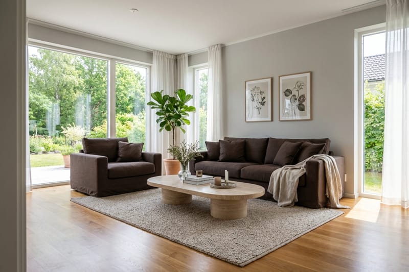 Valencia Extra Djup 3-sits soffa + fåtölj med avtagbar och tvättbar klädsel - Mörkbrun - Products - Möbler - Soffa - Soffgrupp