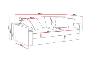 Valencia Extra Djup 3-sits Soffa med avtagbar och tvättbar klädsel - Beige - Products - Möbler - Soffa - 3 sits soffa
