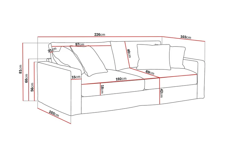Valencia Extra Djup 3-sits Soffa med avtagbar och tvättbar klädsel - Brun - Products - Möbler - Soffa - 3 sits soffa