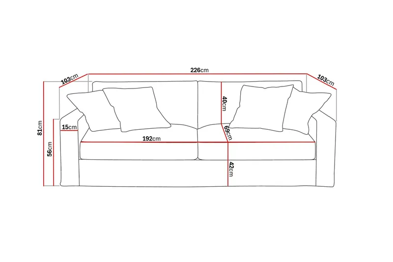 Valencia Extra Djup 3-sits Soffa med avtagbar och tvättbar klädsel - Brun - Products - Möbler - Soffa - 3 sits soffa