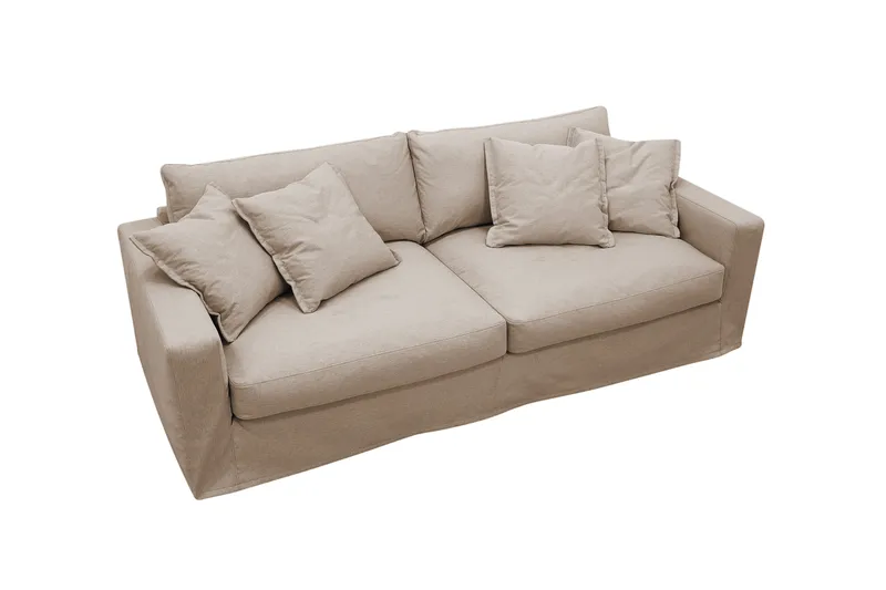 Valencia Extra Djup 3-sits Soffa med avtagbar och tvättbar klädsel - Ljusbrun - Products - Möbler - Soffa - 3 sits soffa