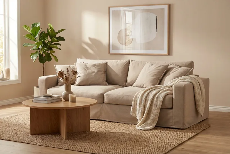 Valencia Extra Djup 3-sits Soffa med avtagbar och tvättbar klädsel - Ljusbrun - Products - Möbler - Soffa - 3 sits soffa