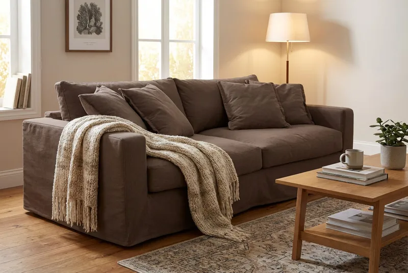 Valencia Extra Djup 3-sits Soffa med avtagbar och tvättbar klädsel - Mörkbrun - Products - Möbler - Soffa - 3 sits soffa
