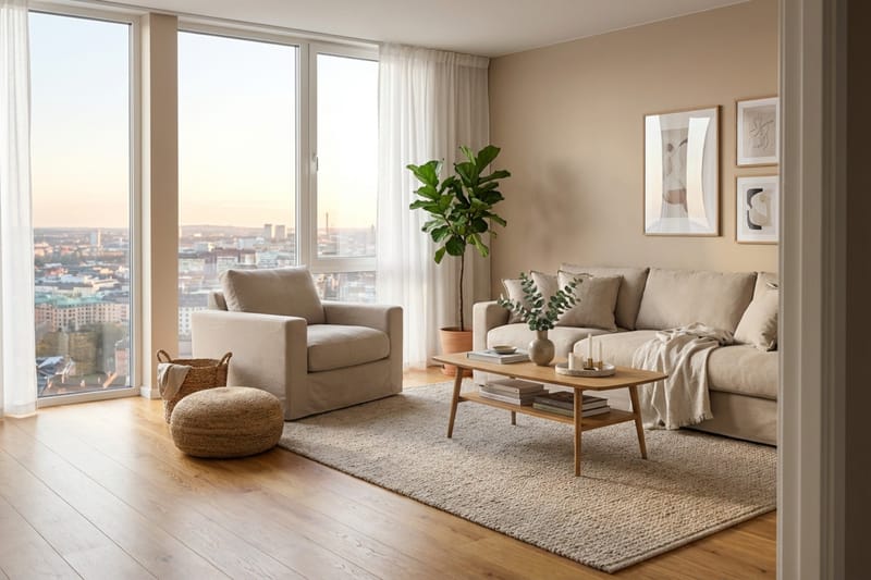 Valencia Extra Djup 5-sits soffa + fåtölj med avtagbar och tvättbar klädsel - Ljusbrun - Products - Möbler - Soffa - Soffgrupp