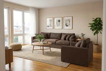 Valencia Extra Djup 5-sits soffa + fåtölj med avtagbar och tvättbar klädsel - Mörkbrun - Products - Möbler - Soffa - Soffgrupp