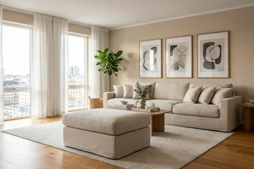 Valencia Extra Djup 5-sits soffa + fotpall med avtagbar och tvättbar klädsel - Beige - Products - Möbler - Soffa