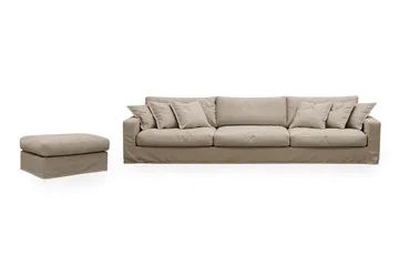 Valencia Extra Djup 5-sits soffa + fotpall med avtagbar och tvättbar klädsel - Brun - Products - Möbler - Soffa