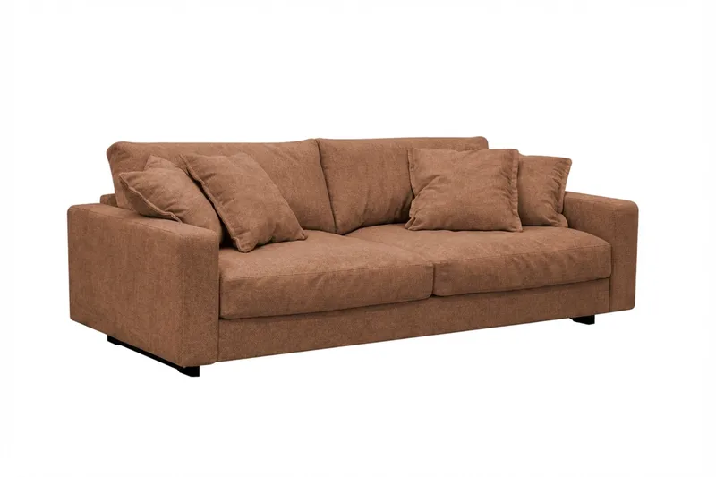 Valencia Soffgrupp Extra Djup 3-sits Soffa + Fåtölj i Chenille - Rostbrun - Products - Möbler - Soffa - Soffgrupp