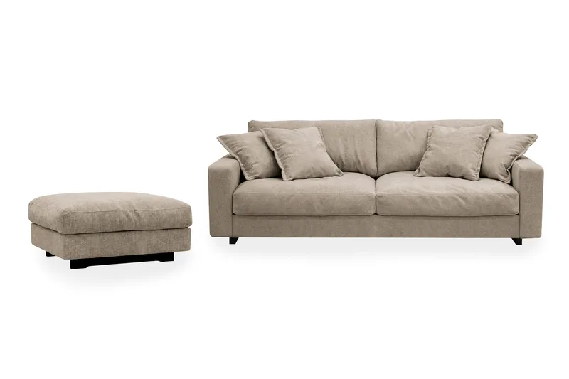 Valencia Soffgrupp Extra Djup 3-sits Soffa + Fotpall i Chenille - Brun - Products - Möbler - Soffa - Hörnsoffa