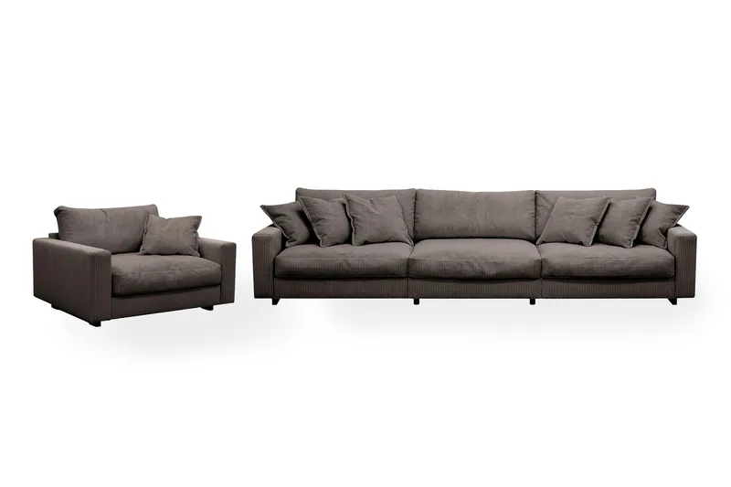 Valencia Soffgrupp Extra Djup 5-sits Soffa + Fåtölj - Brun - Products - Möbler - Soffa - Soffgrupp