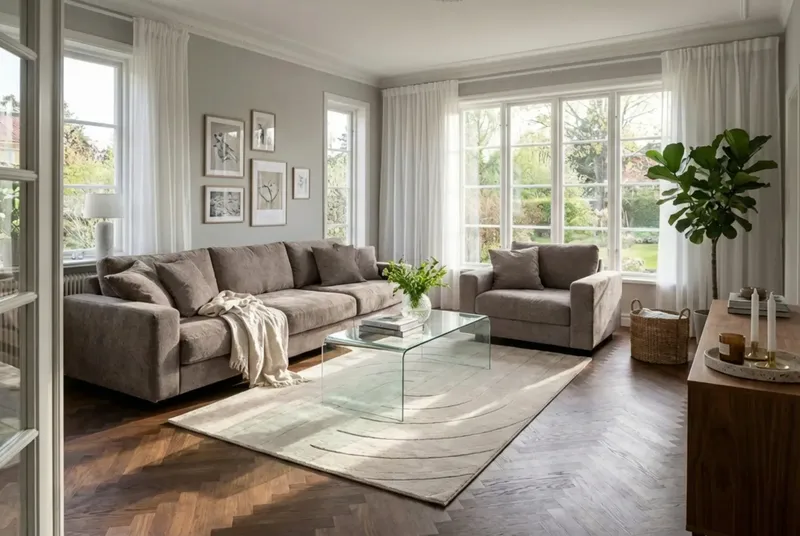 Valencia Soffgrupp Extra Djup 5-sits Soffa + Fåtölj i Chenille - Brun - Products - Möbler - Soffa - Soffgrupp