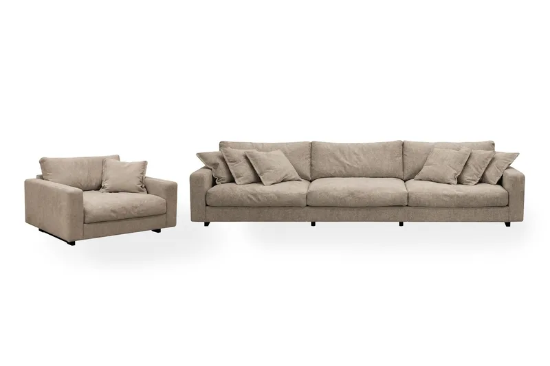 Valencia Soffgrupp Extra Djup 5-sits Soffa + Fåtölj i Chenille - Brun - Products - Möbler - Soffa - Soffgrupp