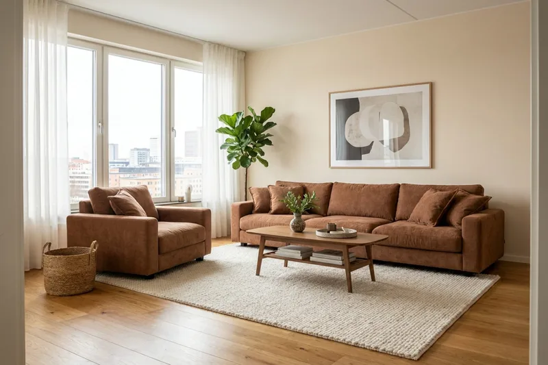 Valencia Soffgrupp Extra Djup 5-sits Soffa + Fåtölj i Chenille - Rostbrun - Products - Möbler - Soffa - Soffgrupp