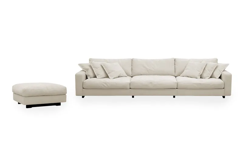 Valencia Soffgrupp Extra Djup 5-sits Soffa + Fotpall i Chenille - Beige - Products - Möbler - Soffa - Hörnsoffa