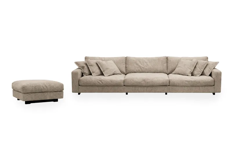 Valencia Soffgrupp Extra Djup 5-sits Soffa + Fotpall i Chenille - Brun - Products - Möbler - Soffa - Hörnsoffa