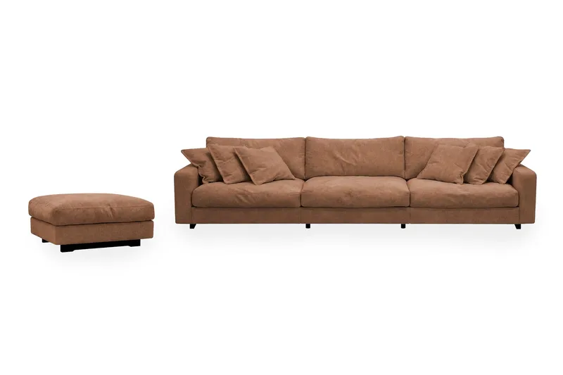 Valencia Soffgrupp Extra Djup 5-sits Soffa + Fotpall i Chenille - Rostbrun - Products - Möbler - Soffa - Hörnsoffa