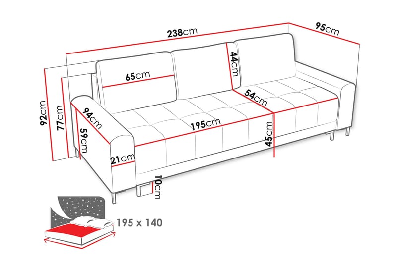 Vilshult Soffa 3-sits - Vit - Products - Möbler - Soffa - 3 sits soffa