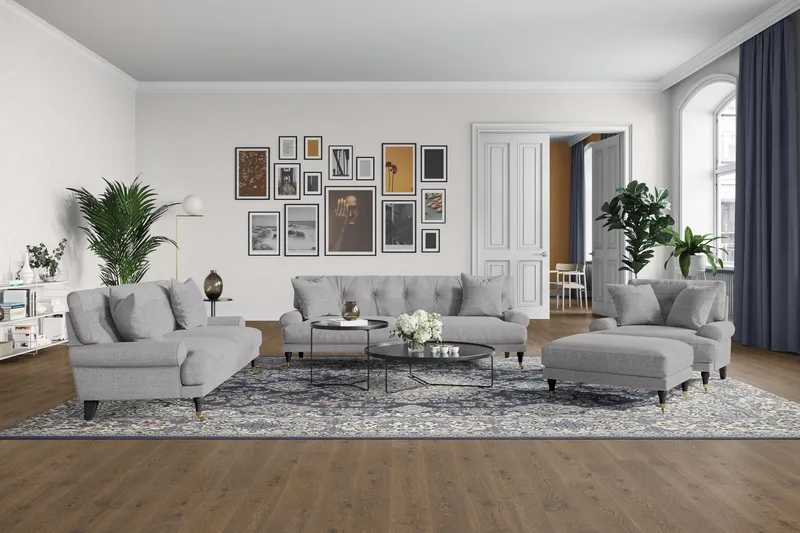 Andrew Loveseat - Ljusgrå/Mässing - Products - Möbler - Fåtölj & stolar - Fåtölj