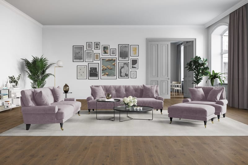 Andrew Loveseat Sammet - Lila/Mässing - Products - Möbler - Fåtölj & stolar - Fåtölj