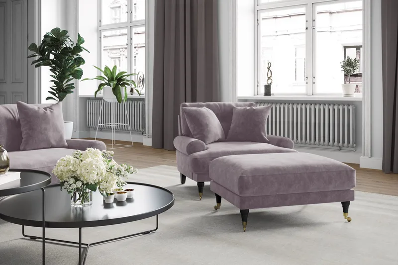 Andrew Loveseat Sammet - Lila/Mässing - Products - Möbler - Fåtölj & stolar - Fåtölj