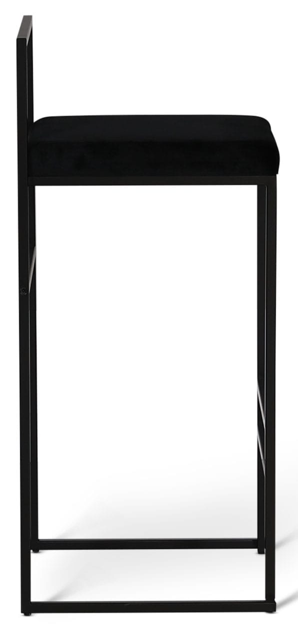 Aston barstol svart sammet sitthöjd 75 cm - Svart - Products - Möbler - Fåtölj & stolar - Barstol & barpall