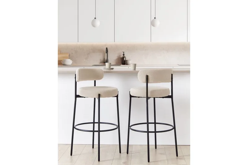 Barstol Allison set om 2 Beige-Svart - Beige-Svart - Products - Möbler - Fåtölj & stolar - Barstol & barpall