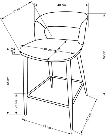 Barstol beige/valnöt sitthöjd 65 cm - Pelican - Beige/Valnöt - Products - Möbler - Fåtölj & stolar - Barstol & barpall