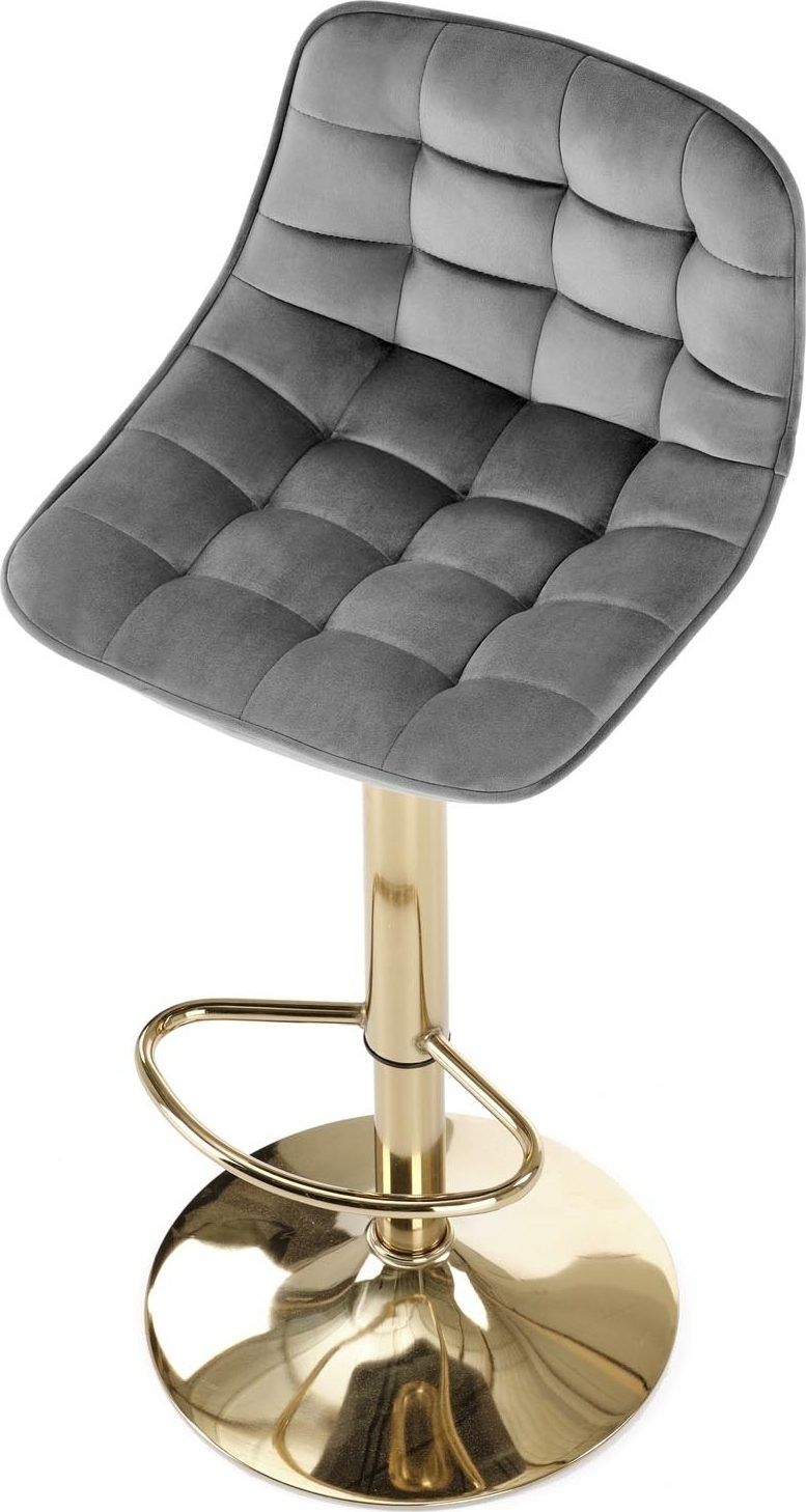 Barstol Sammet med Guldig Fot Höj- och Sänkbar - Grå/guld - Products - Möbler - Fåtölj & stolar - Barstol & barpall