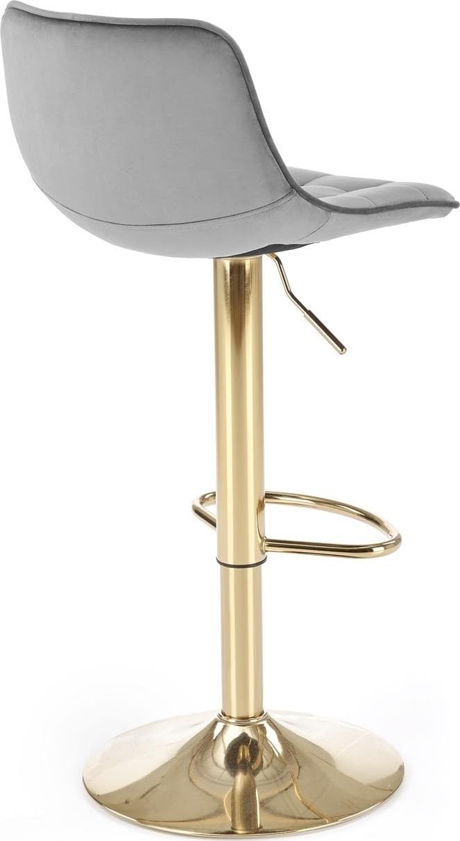 Barstol Sammet med Guldig Fot Höj- och Sänkbar - Grå/guld - Products - Möbler - Fåtölj & stolar - Barstol & barpall