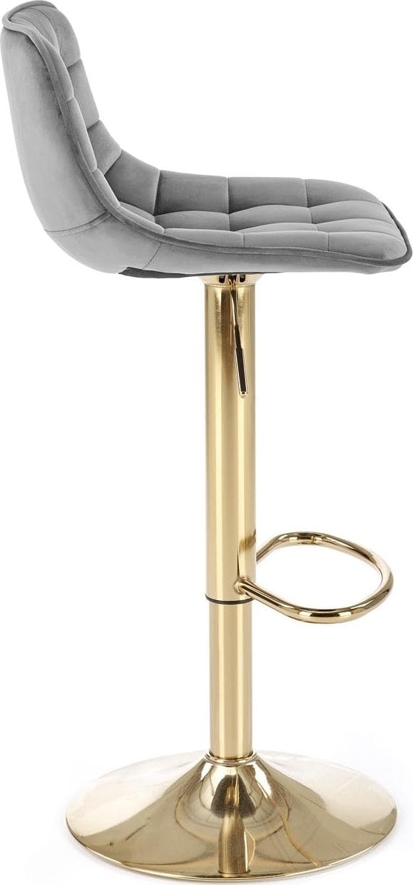 Barstol Sammet med Guldig Fot Höj- och Sänkbar - Grå/guld - Products - Möbler - Fåtölj & stolar - Barstol & barpall